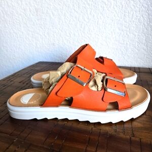 Intentionally Blank Express Orange Buckle Sandals, Size 38